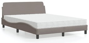 Cama com colchão 140x200 cm tecido castanho-acinzentado