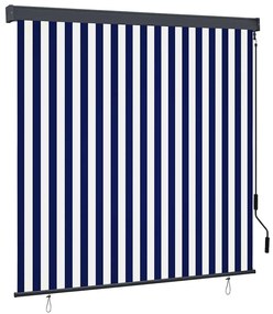 vidaXL Estores de rolo Azul e Branco 180 x 250 cm Tecido e Alumínio