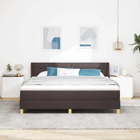Cama Box Marrom Escuro e Branco 180 x 200 cm Poliéster