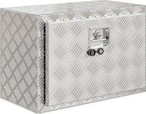 HOMCOM Caixa de Ferramentas para Caminhão em Alumínio 60,9x35,5x40,6 cm Baú de Armazenamento 76 L com Fechadura e Chaves Prata | Aosom Portugal