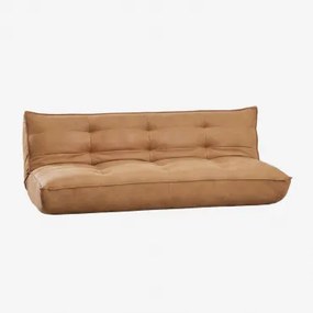 Sofá-cama De 3 Lugares Estofado Mati Couro Sintético Castanho Claro Cor Camelo - Sklum