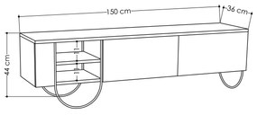 Móvel de TV "Norfolk" – 150x44x36 cm – Branco e Preto - Design Moderno