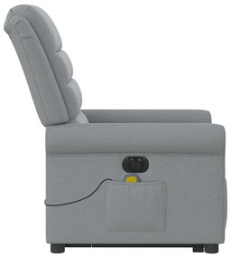 Poltrona elétrica reclinável massagens tecido cinzento-claro
