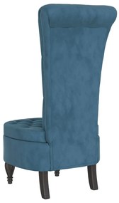 Cadeirão com encosto alto veludo azul design de botões