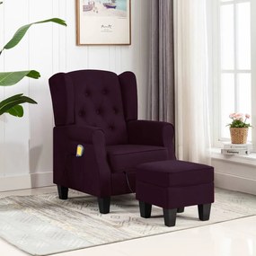 vidaXL Poltrona de massagens com apoio de pés tecido roxo