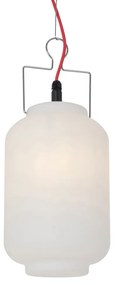 Candeeiro de suspensão exterior branco 20 cm com ficha vermelha IP44 - Pion