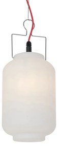 Candeeiro de suspensão exterior branco 20 cm com ficha vermelha IP44 - Pion Moderno