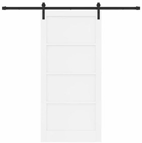 Porta Deslizante com Conjunto de Ferragens Branca 93x202 cm Madeira Só