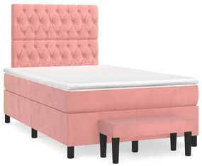 Cama boxspring com colchão 120x190 cm veludo rosa