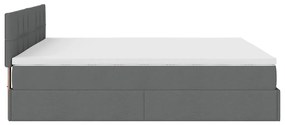 Cama Otomana com colchão &amp; LEDs 180x200cm tecido cinza-escuro