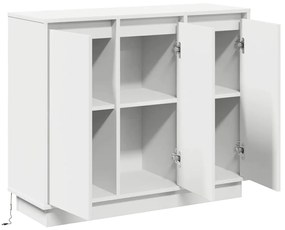 Aparador vidaXL com LED Branco 90x32x75 cm em madeira de engenharia
