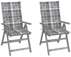 Cadeiras jardim reclináveis c/ almofadões 2 pcs acácia maciça