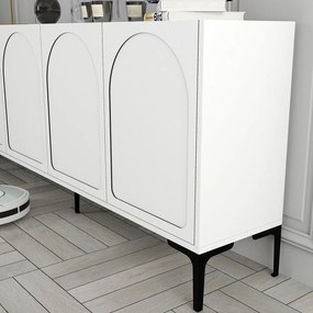 Console Lyon – Branco e Preto – 180x79x35 cm