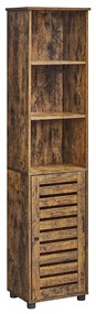Armário de banheiro VASAGLE, armário de banheiro alto, com 3 compartimentos abertos, 2 prateleiras ajustáveis, porta traseira, para banheiro, sala de estar, entrada, cozinha, sala de estar, marrom rústico BBK160X01