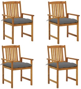 Cadeiras de jardim c/ almofadões 4 pcs madeira de acácia maciça
