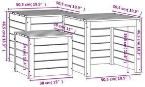 3 pcs conjunto de caixas de jardim pinho maciço cinzento