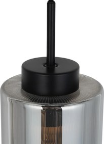 Candeeiro de suspensão Art Deco preto com vidro fumê - Laura