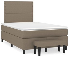 Cama boxspring c/ colchão 120x190cm tecido castanho-acinzentado