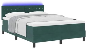 Cama Box Spring vidaXL com Colchão &amp; LED Verde Escuro 160x200 cm Velud