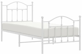 Estrutura de cama com cabeceira e pés 90x200 cm metal branco