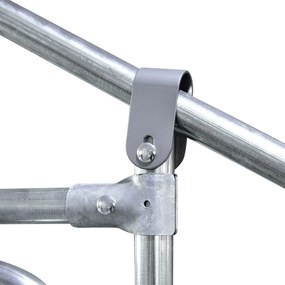 Galinheiro de Exterior Grande 380x280x195cm Gaiola para 10-12 Galinhas de Aço Galvanizado com 2 Ambientes Teto com Cobertura de Tecido e Cerca para Co