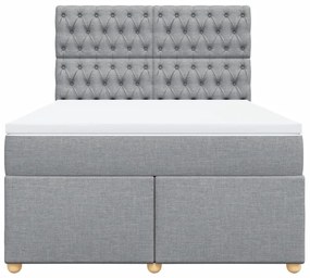 Cama com molas/colchão 140x190 cm tecido cinzento-claro