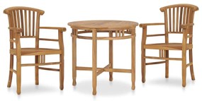 vidaXL 3 pcs conjunto de jantar p/ jardim madeira de teca maciça
