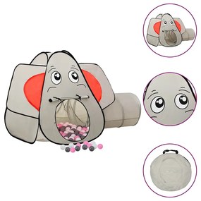 Tenda de brincar elefante com 250 bolas 174x86x101 cm cinzento