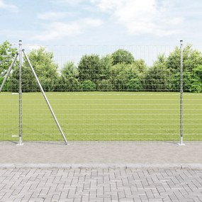 Cerca Euro com 7 Postes Flangeados 1.4x10 m Aço Galvanizado