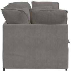 Sofá modular com almofadas tecido corduroy cinzento-claro