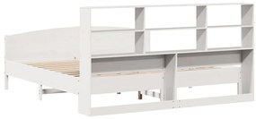 Cama com estante sem colchão 200x200 cm pinho maciço branco