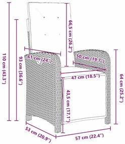 Conjunto de Jantar de Jardim com 5 Peças da e Almofadas de Rattan Pret