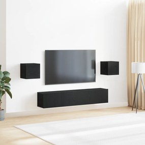 Conjunto de Armário para TV vidaXL de 6 Peças Carvalho Preto Madeira E