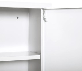 kleankin Armário Farmácia de Parede de Armário para Medicamentos de Metal com 3 Prateleiras de Armazenamento e Fechadura com 2 Chaves para Casa de Banho Cozinha 40x18x60cm Branco