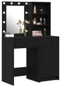 Conjunto de Mesa de Maquiagem de 2 Peças com LED em Madeira Engineered