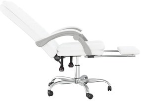 Cadeira de escritório reclinável couro artificial branco