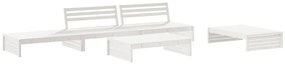 5pcs conjunto lounge jardim c/ almofadões madeira maciça branco