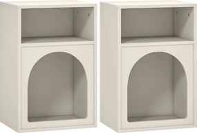 HOMCOM Conjunto de 2 mesas de cabeceira, mesa de noite com compartimentos abertos, design em arco, 40 x 30 x 60 cm, creme | Aosom Portugal