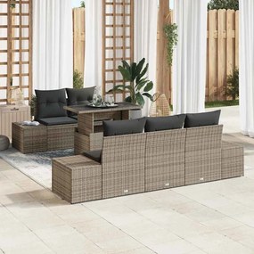 vidaXL Conjunto de Sofá de Jardim de 6 Peças com Almofadas Cinza em Rattan Sintético