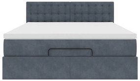 Estrutura de cama otomana com colchão 140x190cm cinzento escuro