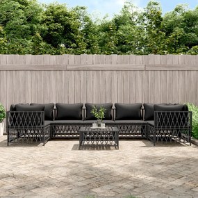 vidaXL 8 pcs conjunto lounge de jardim com almofadões aço antracite