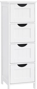 Móvel de casa de banho compacto com 4 gavetas para arrumação. | VASAGLE | 30 x 30 x 82 cm | branco | LHC40W.