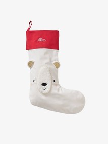 Meia de Natal personalizável, Urso branco claro bicolor/multicolo