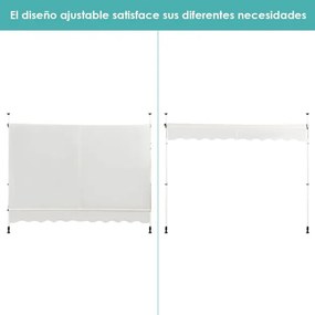 Toldo telescópico e retrátil 300 x 120 cm resistente aos raios UV impermeável com manivela manual e altura ajustável para janela varanda bege