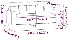 Sofá de 2 lugares veludo 140 cm castanho
