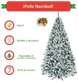 Árvore de Natal com 2,25 m, sem iluminação, com dobradiças e base metálica Verde