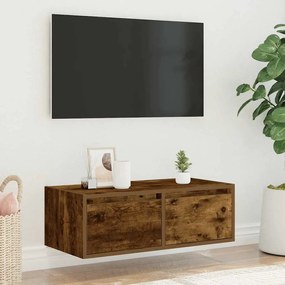 Móvel de TV com luzes LED 75x35,5x25 cm carvalho fumado