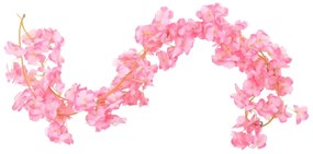 Grinaldas de flores de Natal 6 pcs 180 cm rosa escuro
