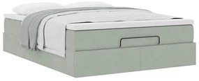 Estrutura de cama otomana com colchão 140x200 cm cinzento claro