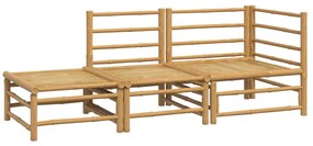 3 pcs conj. lounge de jardim bambu c/ almofadões cinzento-claro